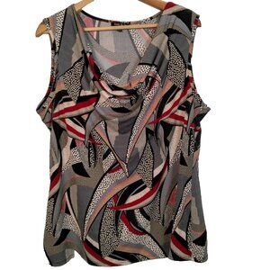 Vintage Y2K Sami & Jo Shirt XL Sleeveless Cowl Neck Abstract Geometric Artsy